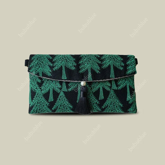 Lightweight Pine Embroidered Mobile Phone Crossbody Envelope Bag