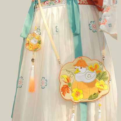 Embroidered Panda Yellow Children's Crossbody Bag