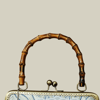 Cloud Brocade Handbag with Wooden Handle