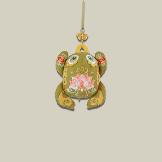Lucky Green Frog Embroidered Sachet Pendant