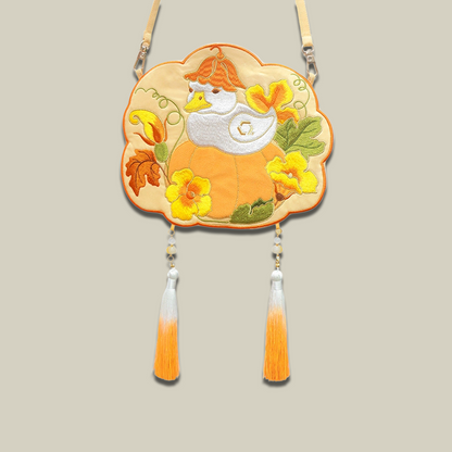 Embroidered Panda Yellow Children's Crossbody Bag