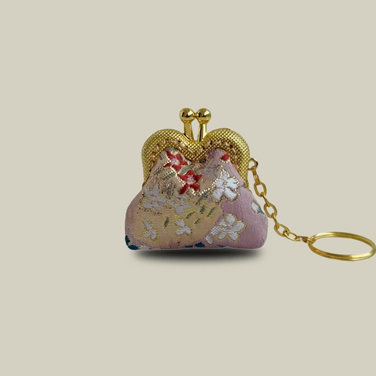 Cute Pomegranate Flowers Mini Coin Purse with Keychain Charm
