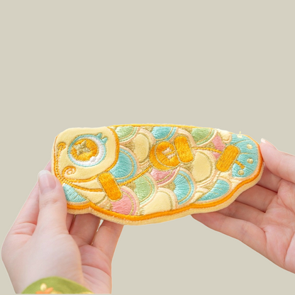 Handmade Embroidered Koi Cute Coin Purse With Keychain