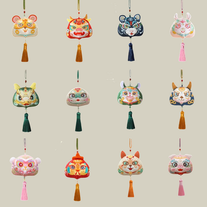 Handmade Embroidered Animal Spirit Sachet – 12 Designs for Good Luck