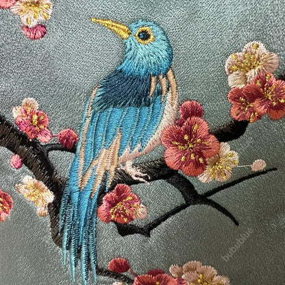 Magpie Embroidered Crossbody Phone Bag with Pearl Handle