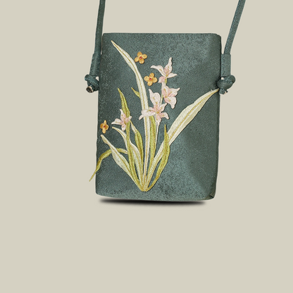 Nature Inspiration Embroidered Crossbody Phone Bag
