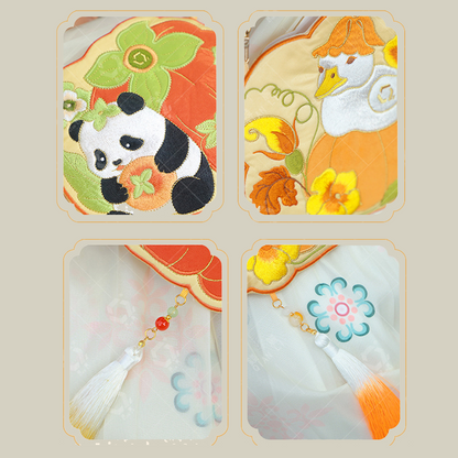 Embroidered Panda Yellow Children's Crossbody Bag