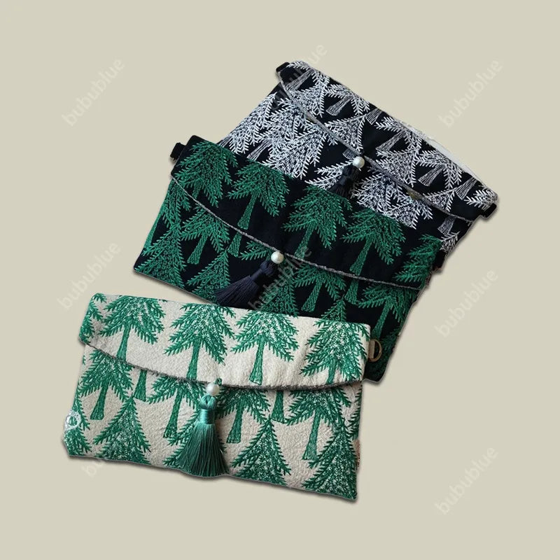 Lightweight Pine Embroidered Mobile Phone Crossbody Envelope Bag