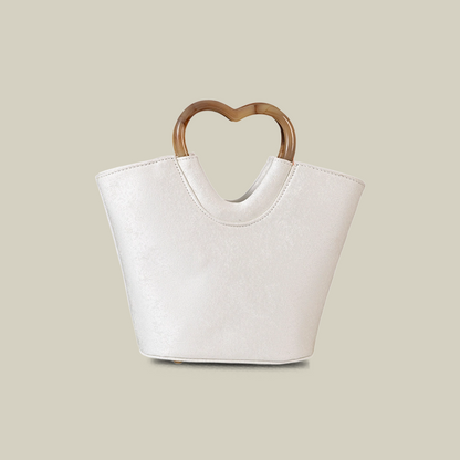 Lily Embroidered Tote Bag with Heart Handle