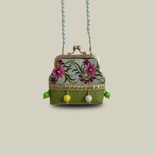 Boho Patchwork Tassel Crossbody Coin Purse with Kiss Lock