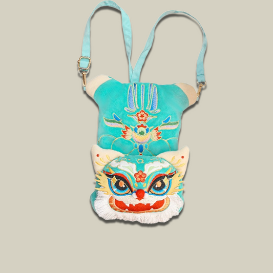 Handmade Embroidered Lion Buddy Backpack