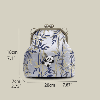 Cute Panda Embroidery Blue Crossbody Mobile Phone Bags