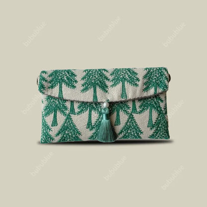 Lightweight Pine Embroidered Mobile Phone Crossbody Envelope Bag