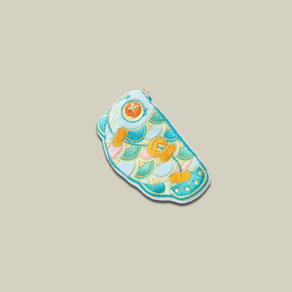 Handmade Embroidered Koi Cute Coin Purse With Keychain