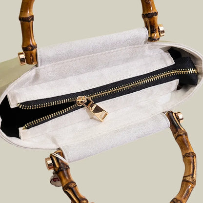 Embroidered Calla Lily Tote Bag with Wooden Handle