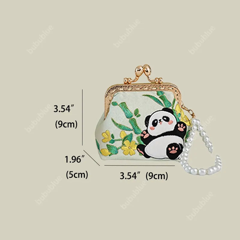 Cat Panda Embroidered Mini Coin Purse with Kiss Lock
