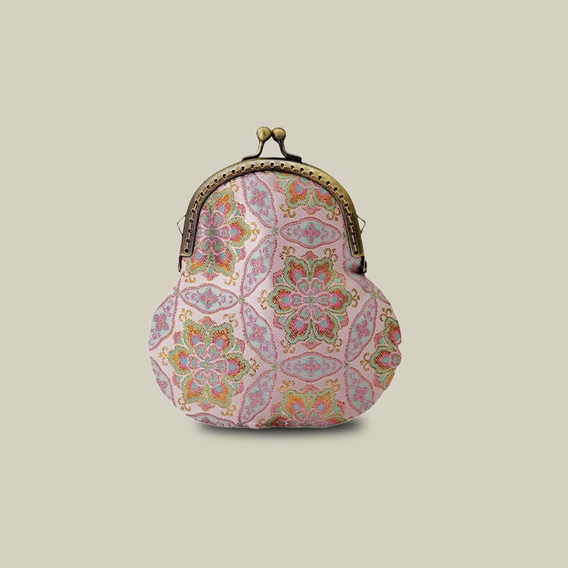 Brocade Kiss Lock Mini Coin Purse Gourd Small Shoulder Bag
