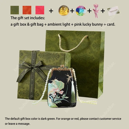 Orchid Whisper Embroidered Mini Crossbody Bag with Pearl Handle