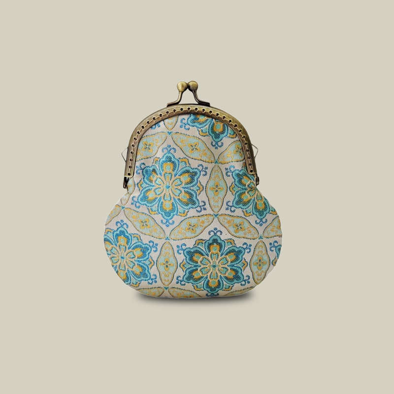 Brocade Kiss Lock Mini Coin Purse Gourd Small Shoulder Bag
