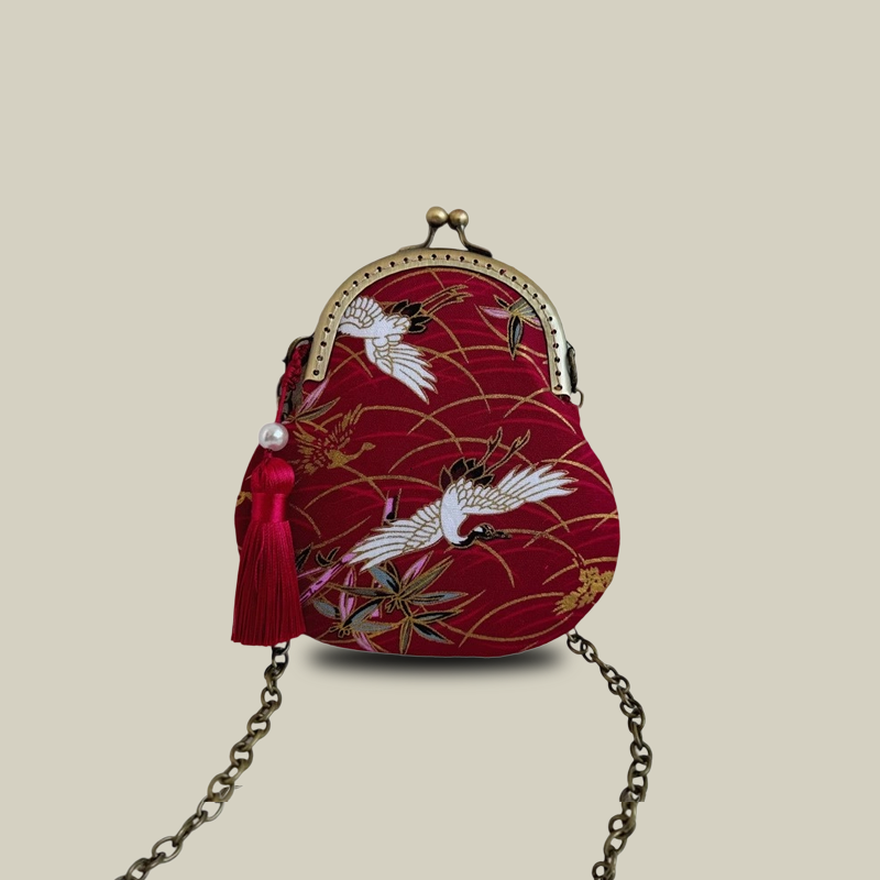 Brocade Kiss Lock Mini Coin Purse Gourd Small Shoulder Bag