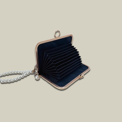 Blossom Stitch Card Wallet with Pearl Wristle With Compartments