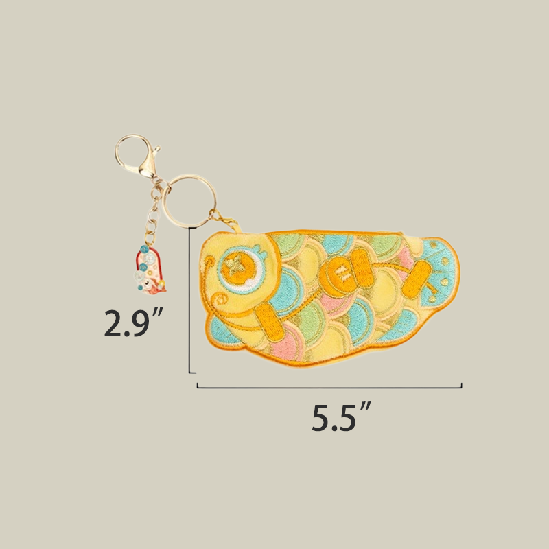 Handmade Embroidered Koi Cute Coin Purse With Keychain