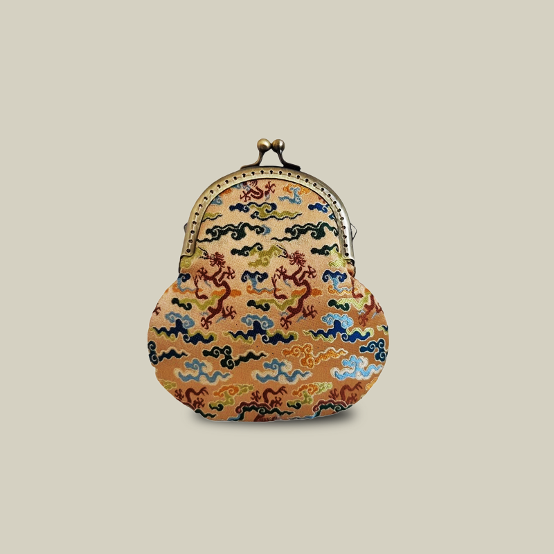 Brocade Kiss Lock Mini Coin Purse Gourd Small Shoulder Bag