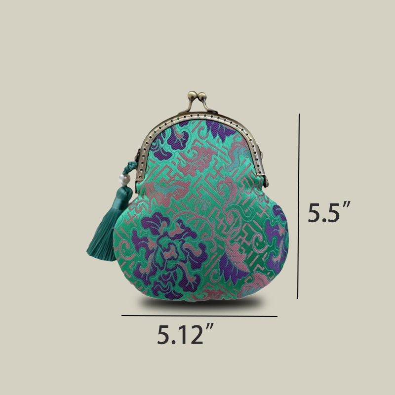 Brocade Kiss Lock Mini Coin Purse Gourd Small Shoulder Bag