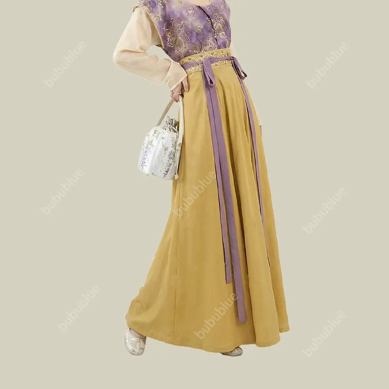 Wisteria Embroidered Drawstring Bucket Bag in Cream Satin