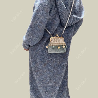 Boho Patchwork Tassel Crossbody Coin Purse with Kiss Lock