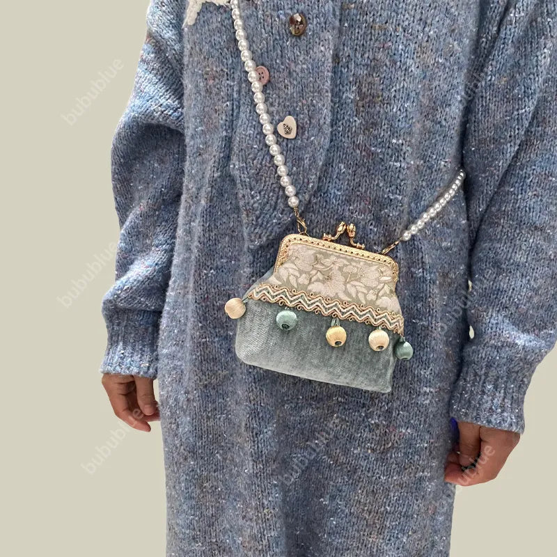 Boho Patchwork Tassel Crossbody Coin Purse with Kiss Lock